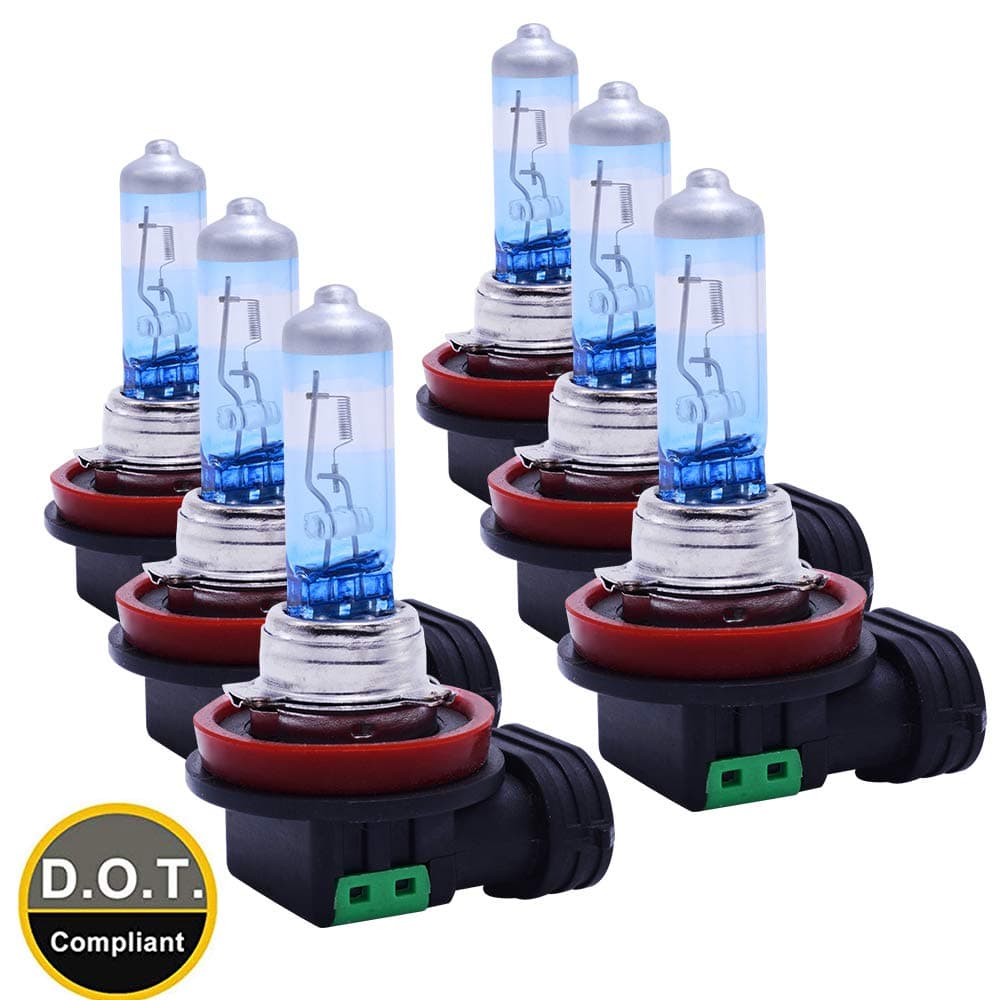 Night Eagle H11 Halogen Headlight Bulbs (6 Pack) 12V/55W,110% More Brightness Upgrade Car Xenon H11 Halogen Headlamp for Car, Motorcycle,High Beam Low Beam Fog Light Replacement