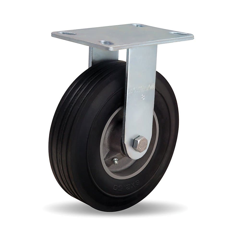 Hamilton Cush-N-Flex Caster - 8"Dia.X2-1/2"W Wheel - 9-1/2" Height - 3-3/8 X5-1/4" To 2-7/16 X4-15/16" Bolt Hole Spacing - Rigid