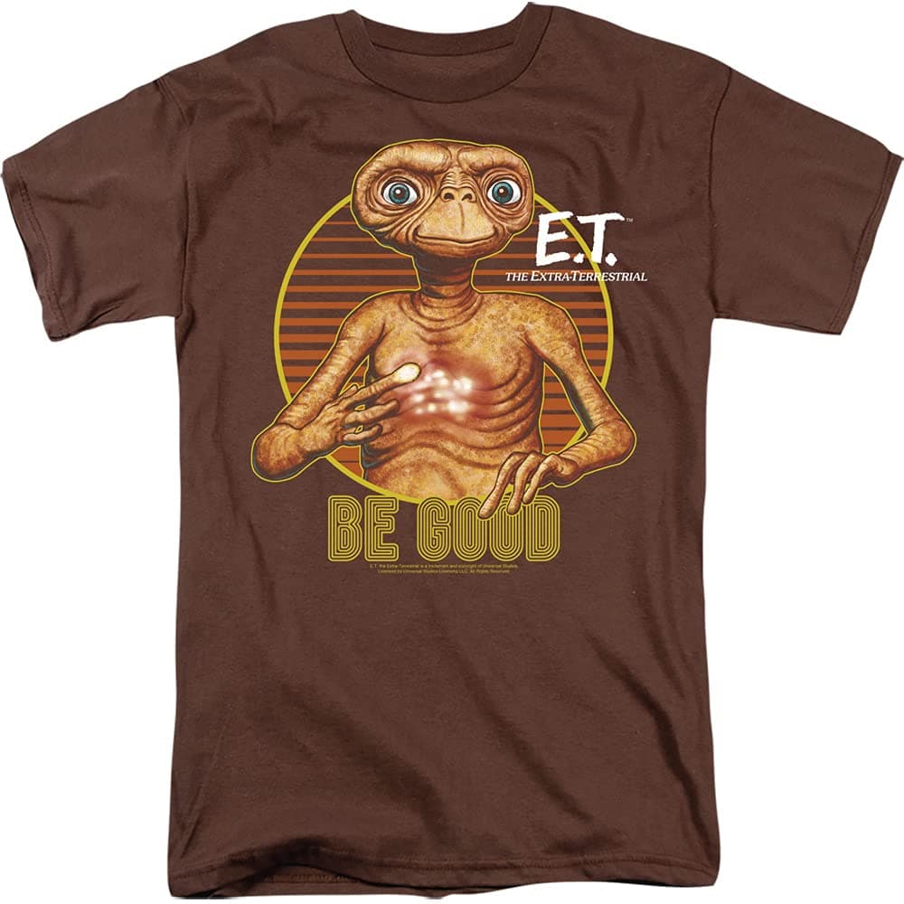 Universal Studios Be Good - E.T. - The Extra Terrestrial Adult T-Shirt, X-Large Brown