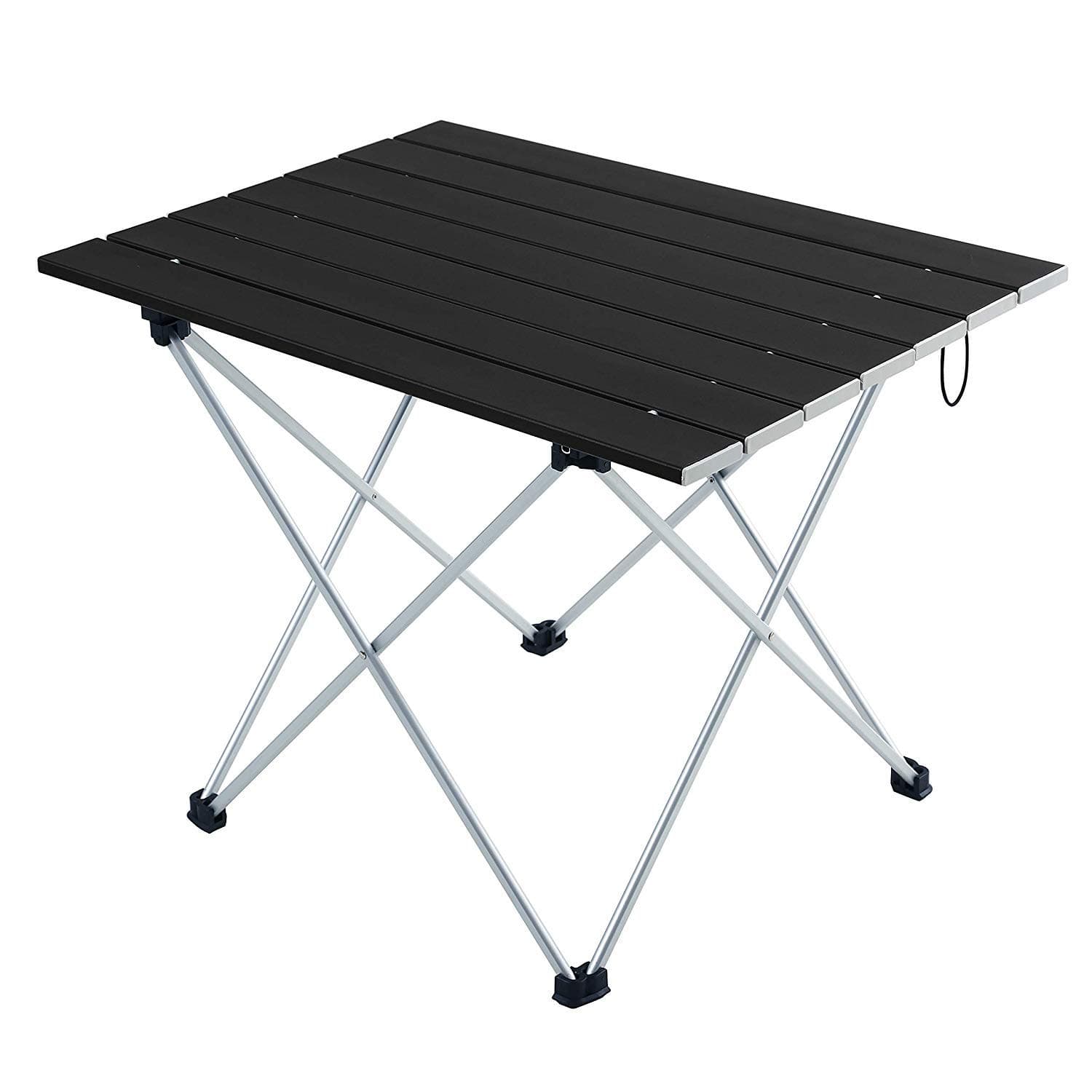 Movaty Portable Camping Table Foldable Outdoor table Lightweight Roll Up Aluminum for Indoor and Outdoor Desk with Carry Bag for Picnic, BBQ, Fishing,Hiking and Travel,Easy to Clean (Black)
