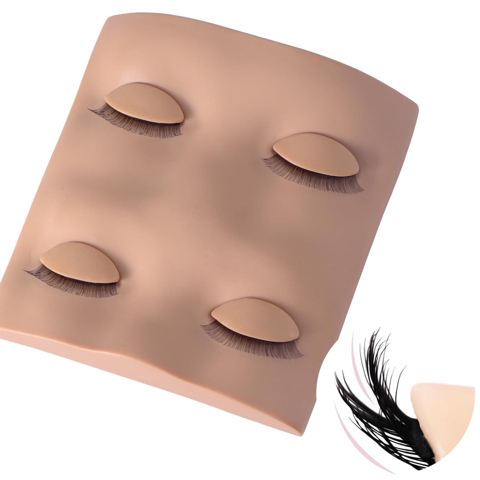 Pretty memory 2 Layer Lash Mannequin Head, with 2 Pairs Removable Lash Practice Eyelids, Realistic Eyelash Mannequin Head, Makeup Soft-Touch Rubber Lash Tech Supplies for Practice Training