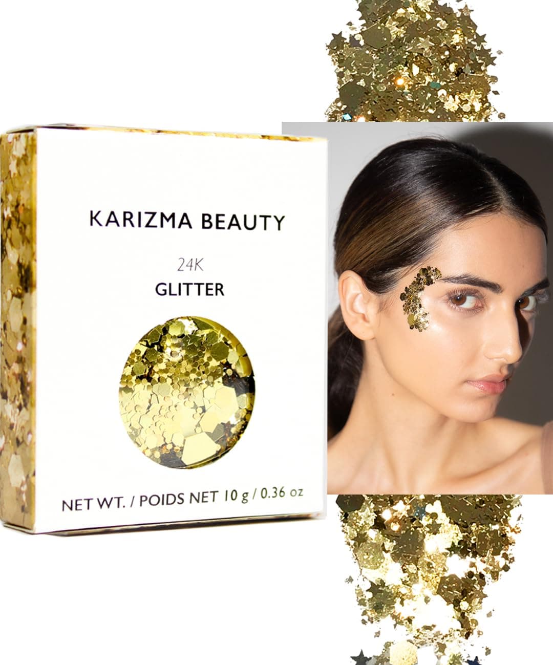 24K Gold Glitter. 10g Chunky Face, Hair, Eye and Body for Women. Rave Festival Accessories, Cosmetic Makeup. Loose Set