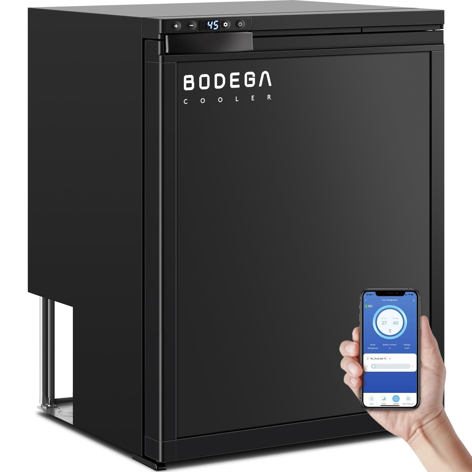 BODEGACOOLER 12 Volt Refrigerator, RV Refrigerator APP Control, 65L(2.3cu.ft.) RV Fridge Freezer, Car Refrigerator with Lock, (4℉-46℉) Travel Compressor Cooler 12/24V DC for Truck, RV, Camping