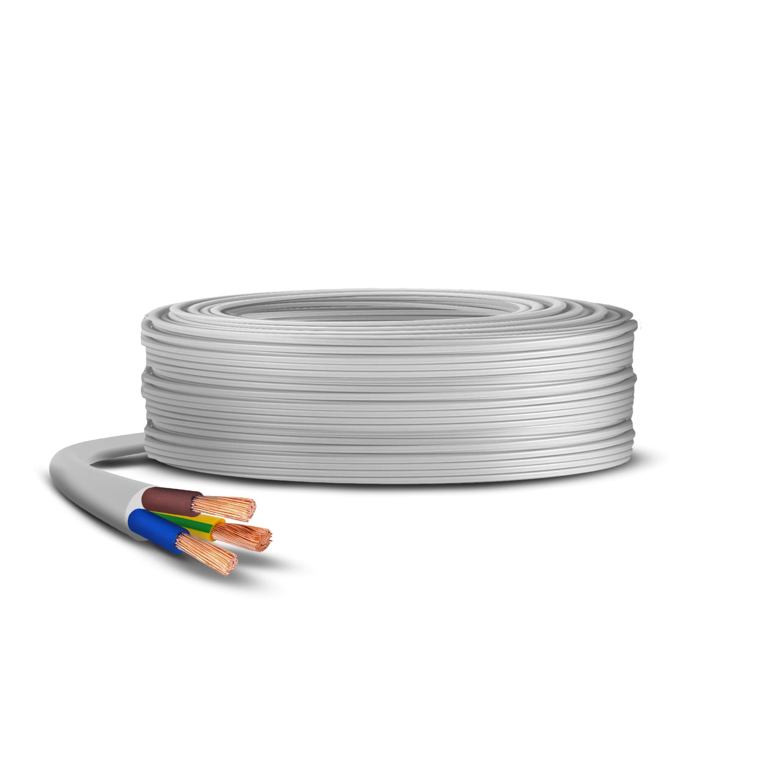 3 Core Round White Flex Flexible Cable, stranded electrical copper wire, Insulated Flexible PVC Wire, Stranded Wire High Temperature Resistance, 3182Y BASEC Approved 1.5mm(4 Meter)