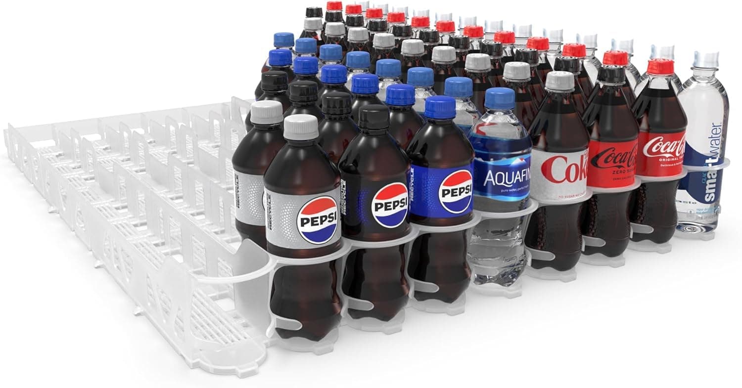 Display Technologies Visi-Slide Gravity Fed Extended Organizer for 20-25oz Beverages on Extended Flat and Angled Shelves in Cold Vaults & Coolers, 9-Wide, 36" Deep Drink Organizer (Pack of 3)