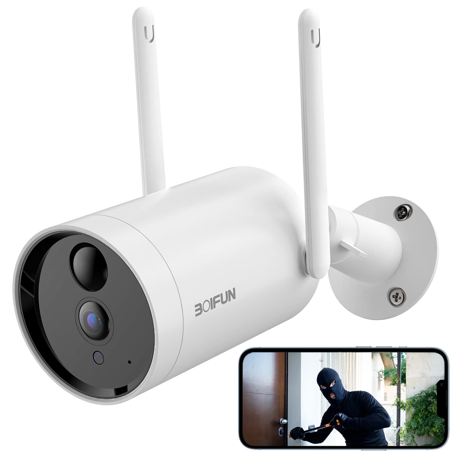 2K Battery Security Camera Outdoor Wireless with AI Detection, WiFi Home CCTV Camera System, Color Night Vision, Rechargeable Battery, Siren Floodlight Alarm, IP66, Cloud&SD Card Storage