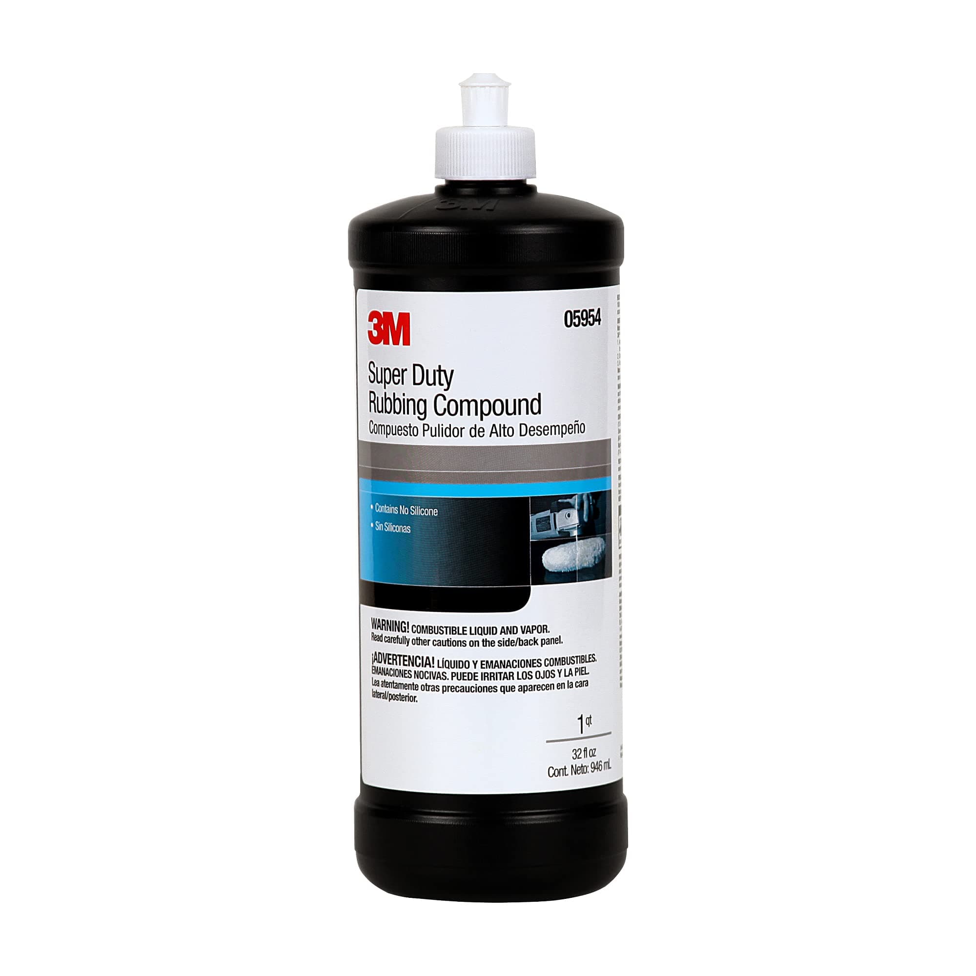 3M Super Duty Rubbing Compound, 05954, 1 qt (32 fl oz/946 mL), Contains No Waxes or Silicones