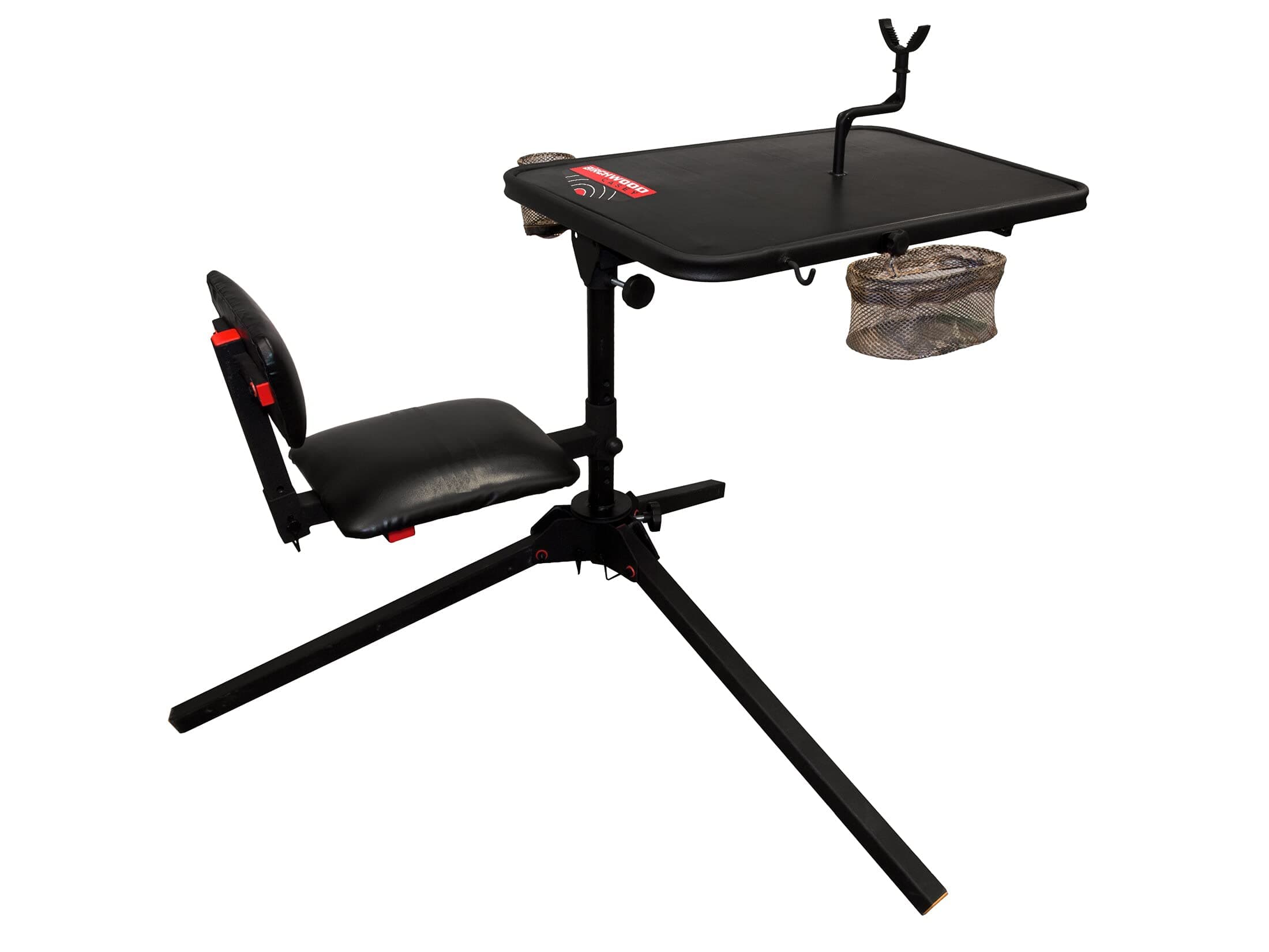 Xtreme Adjustable Shooting Bench with Thick Padded Back Rest, Seat, Cup Holder, Ez Access Gear Basket & Gear Hook
