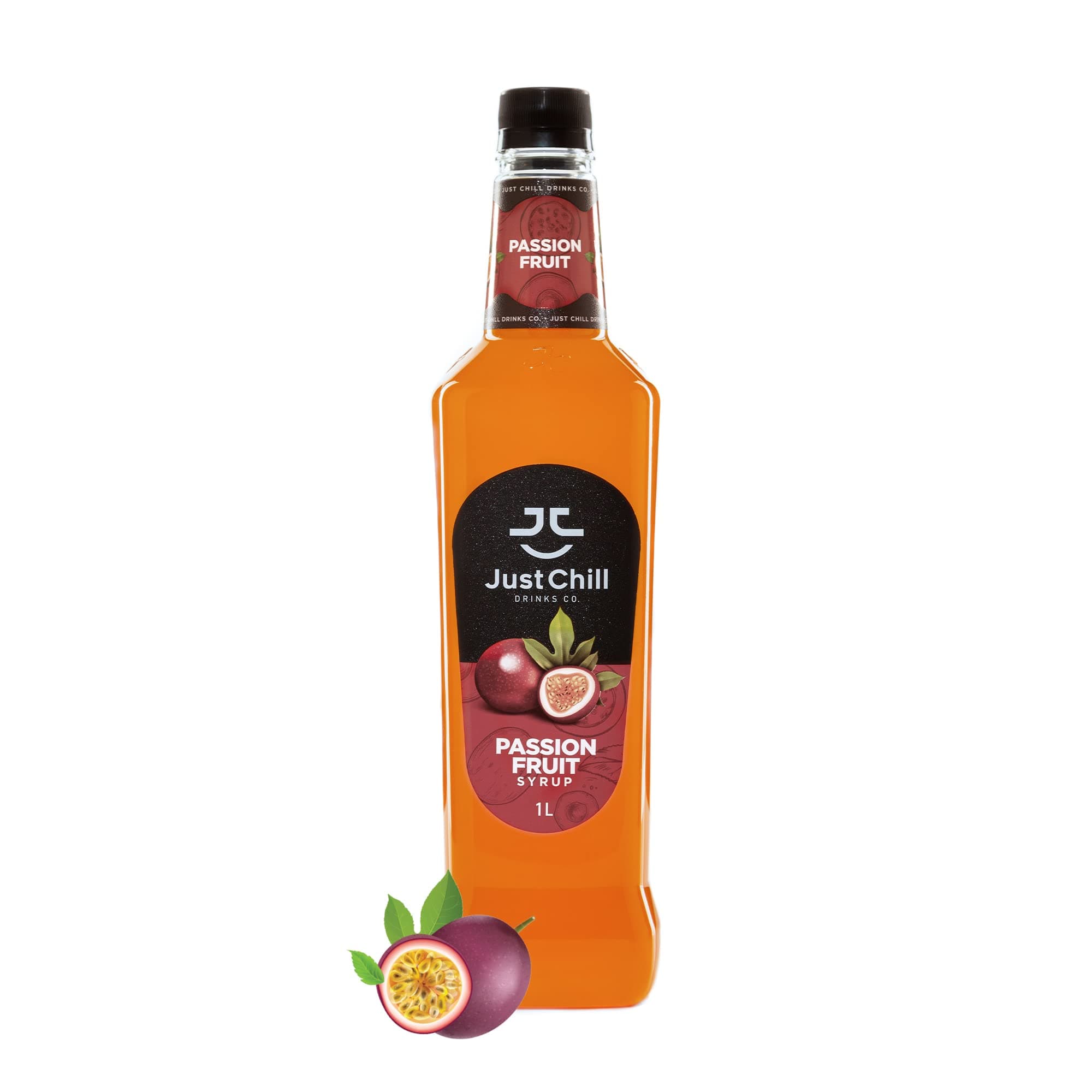Just Chill Drinks Co.- Passion Fruit Syrup, 1L (Non-GMO, Vegan, Gluten Free, Halal) - Prepare refreshing & thirst Quenching mocktails