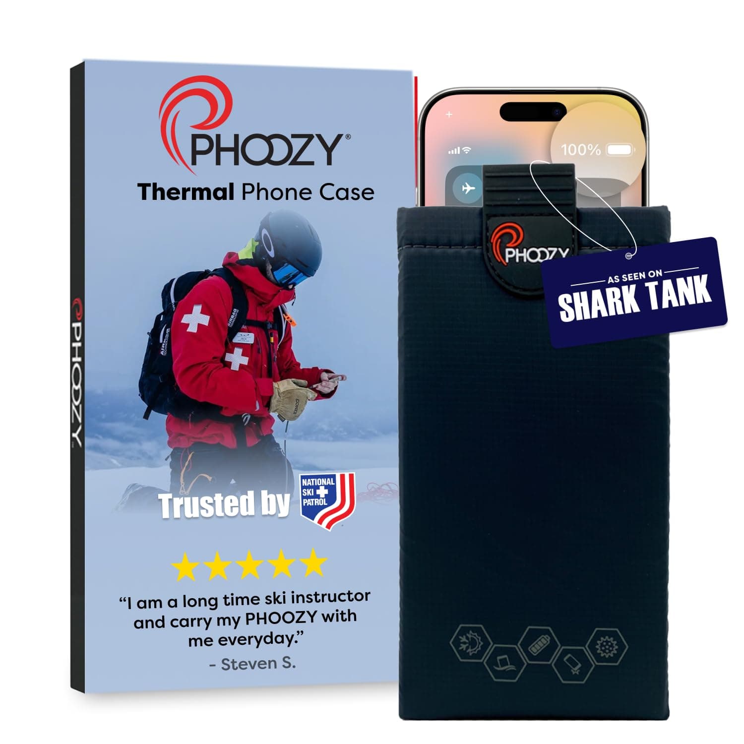 PHOOZY XP3 Thermal Phone Case with Patented Chromium Barrier - Insulated Pouch Extends Battery Life 4X in Cold Weather - Military-Grade Protection for Skiers and Snowboarders - Large Black