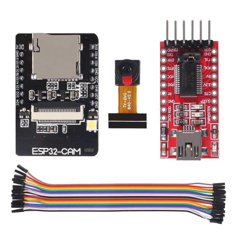 ACEIRMC ESP32-CAM WiFi + Bluetooth Module WiFi ESP32 CAM Development Board with Camera Module OV2640 2MP + FT232RL FTDI USB to TTL Serial Converter + 20 pin Jumper Wire