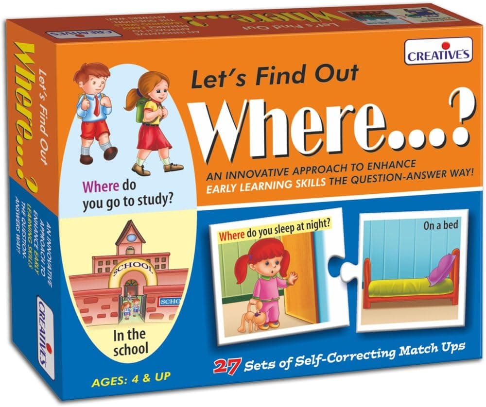 Wh Questions Let's Find Out - Where? 27 Self-Correcting Question & Answer Match-Up Puzzles Early Reading, Comprehension & Language Development Educational Toy for Kids Age 4+