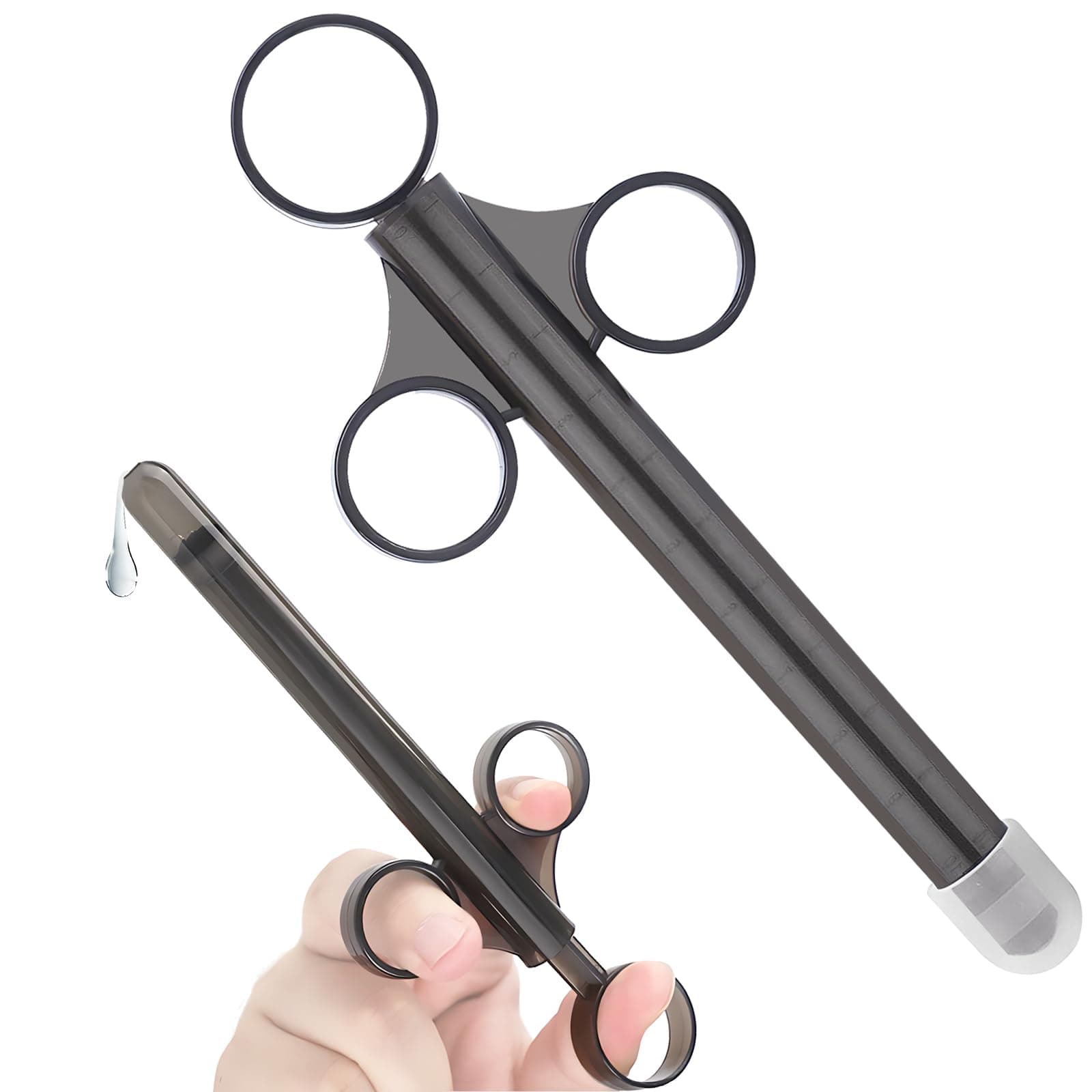 Lube Applicator Injectors with 10ml Precise Scales, 6.5” Long, Anal Shooter with Air-Proof Silicone Cap, Lubricant Applicator for Men, Women & Couples