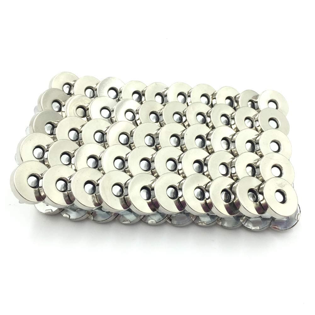100 Sets Silver Tone Magnetic Purse Snap Clasps Button/Great for Closure Purse Handbag Clothes Sewing Craft No Tools Required 18mm (18Y100)