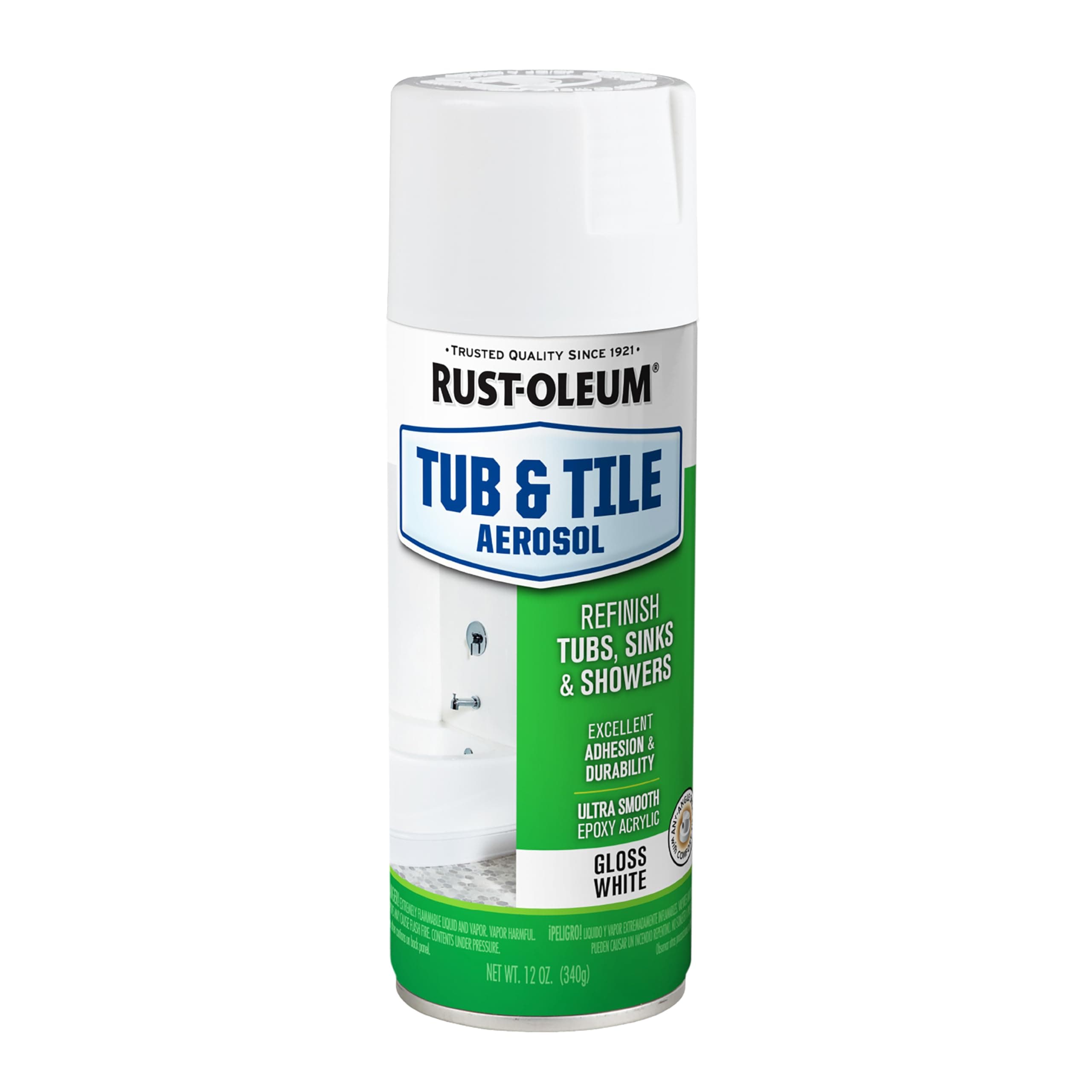Rust-Oleum 280882 Tub & Tile Spray Paint, 12 oz, Gloss White
