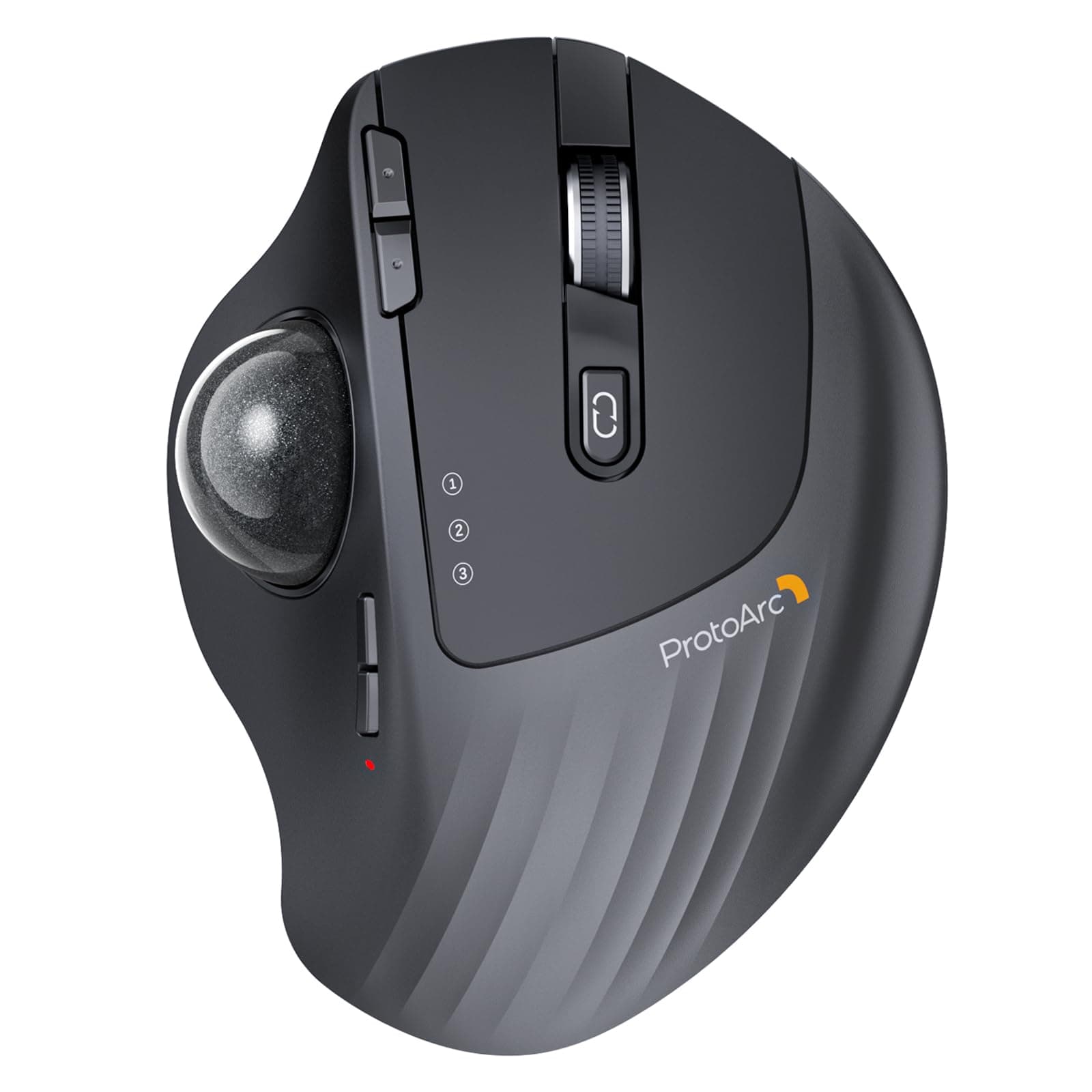ProtoArc EM01 NL Wireless Bluetooth Trackball Mouse, 2.4G Ergonomic Rechargeable Rollerball Mouse with 3 Adjustable DPI, 3 Device Connection for PC, Mac, Windows, Gray Roll