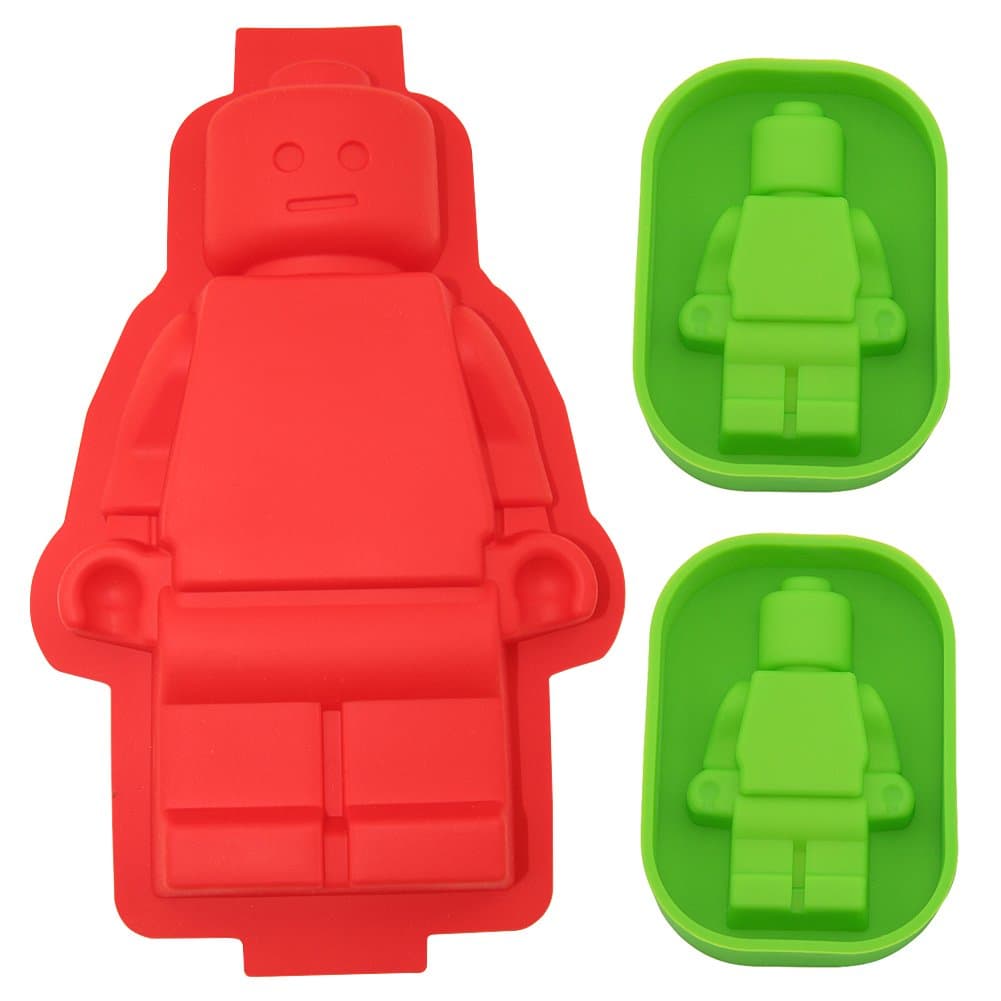 1 Large Figure Silicone Cake Mold&2 Medium-sized Figure Cake&jelly Silicone Mold for Lego Lovers