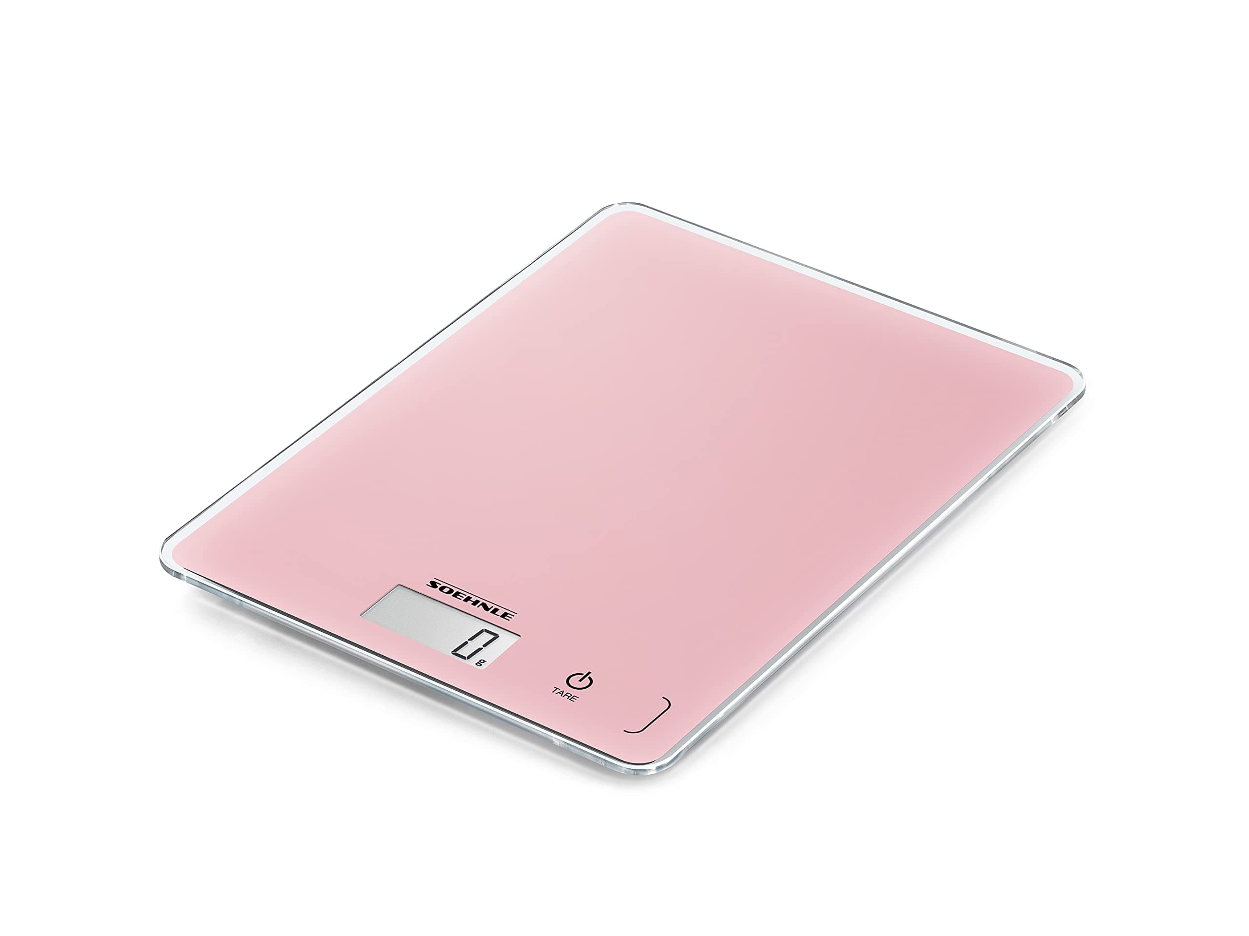 Soehnle Page Compact 300 Digital Kitchen Scales, Load Capacity 5 kg, Easy-To-Read LCD Display, Digital Scales with Add and Weigh Function, White, Select Metric or Imperial, Rose Pink