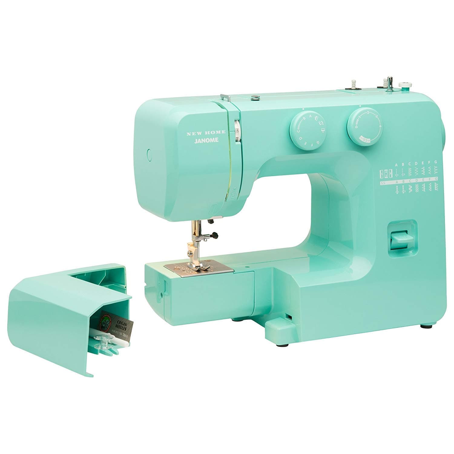 Janome Arctic Crystal Easy-to-Use Sewing Machine with Interior Metal Frame, Bobbin Diagram, Tutorial Videos, Made with Beginners in Mind for Garments, Patchwork, Light Quilting