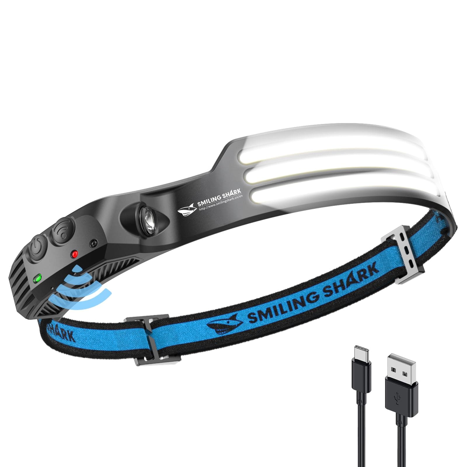 LED Headlamp, 230°Wide Angle 3*White Light Strips The Brightest Head Lamp Rechargeable Waterproof Headlight for Camping Hiking Outdoor, Head-Lamp-LED-Frontale-Light