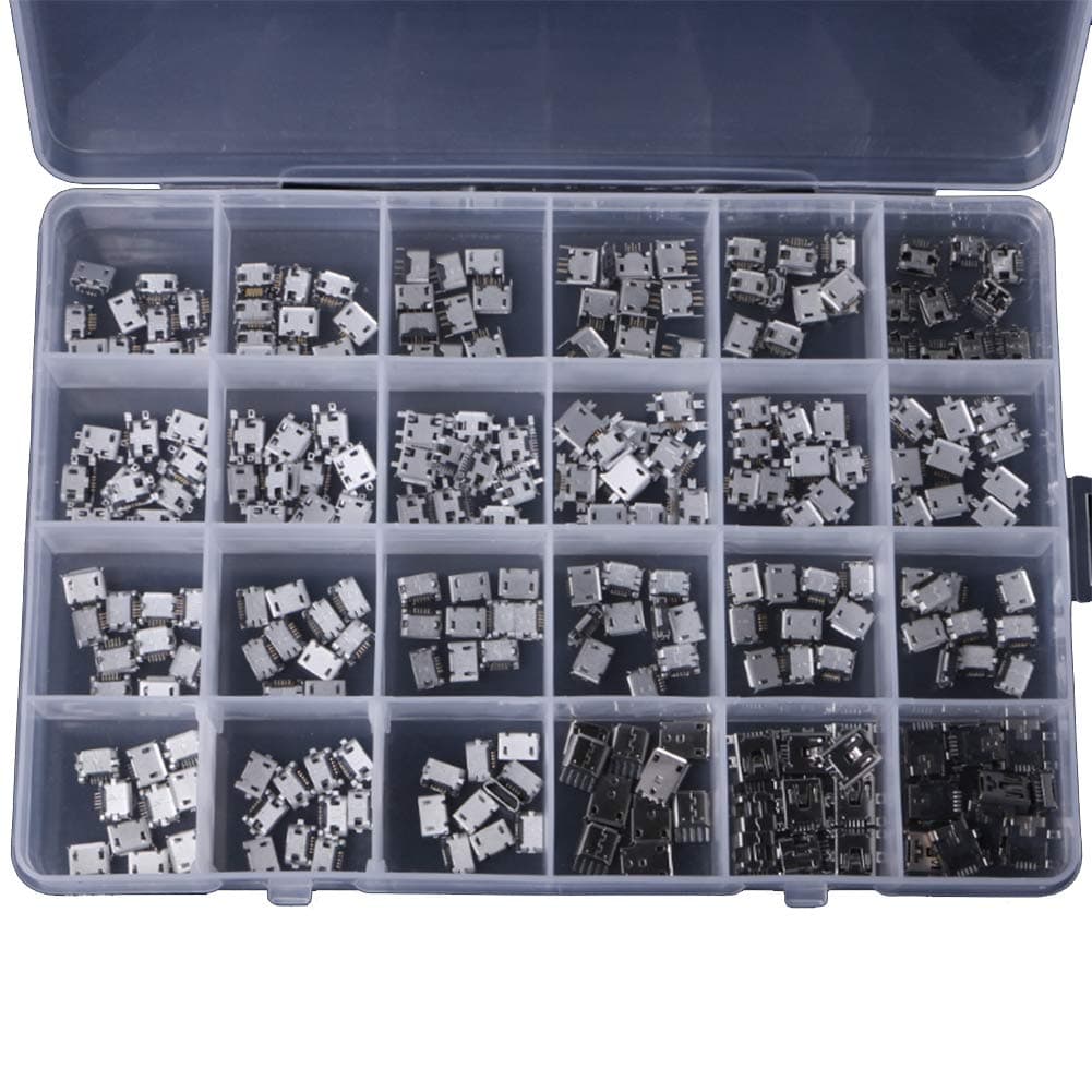 240PCS 24Models Micro USB Connector Socket Jack USB Connectors Set for MP3 4 5 Huawei Samsung Sony HTC ZTE