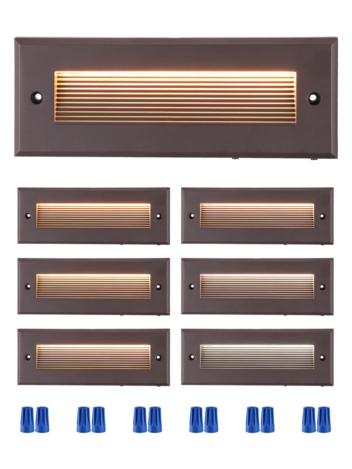 LEONLITE 5W/4W/3W Dimmable 5CCT Low Voltage LED Step Lights Outdoor, 9 Inch Exterior Step Lighting, 12-24V AC/DC Landscape Stair Riser Light, UL Listed, IP65, Oil Rubbed Bronze, Aluminum, Pack of 6