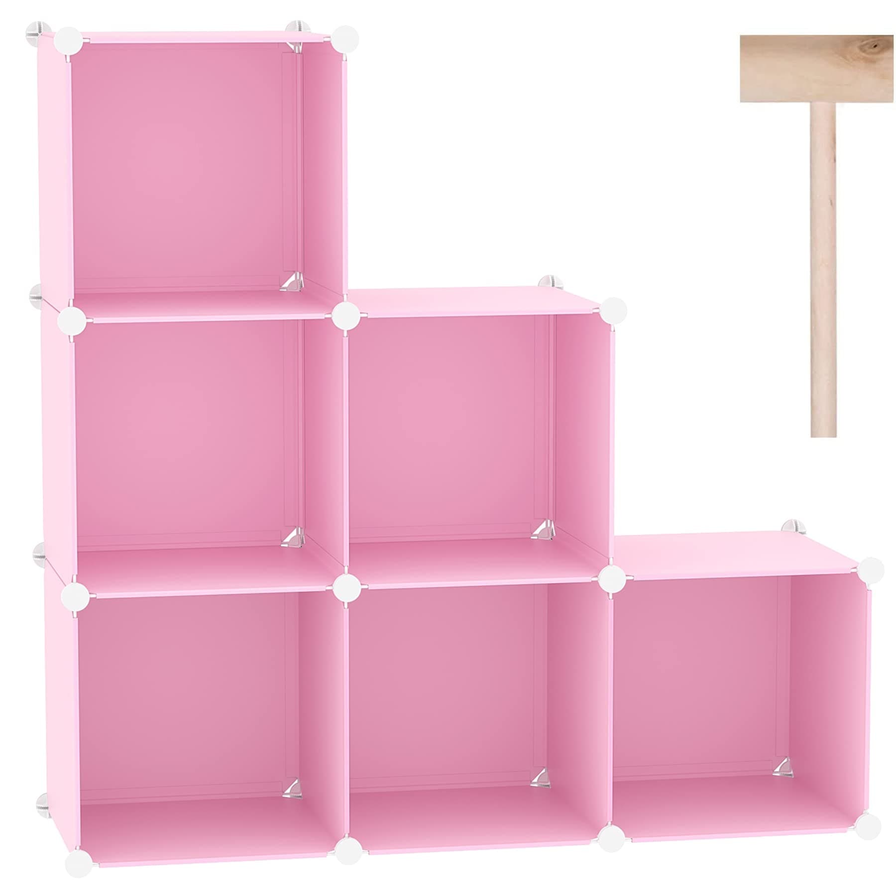 C&AHOME Cube Storage Organizer, 6-Cube Shelves Units, Closet Cabinet, DIY Plastic Modular Book Shelf, Ideal for Bedroom, Living Room, Office, 36.6" L x 12.4" W x 36.6" H Pink UPCS06P