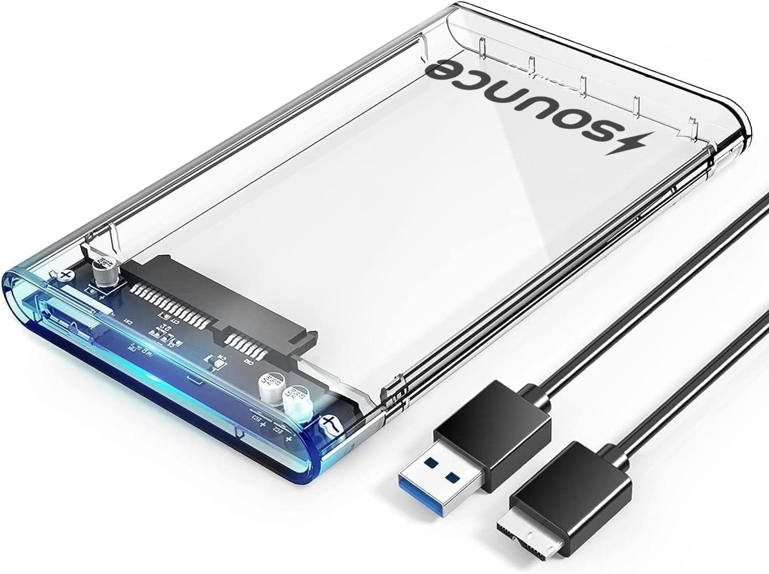 Sounce 2.5" SATA SSD Enclosure Case, USB 3.0 to SATA Tool-Free External Hard Disk Case with Fast Transfer Speed Up to 5 Gbps & Up to 6TB Storage Capacity Compatible with 2.5 SSD / HDD