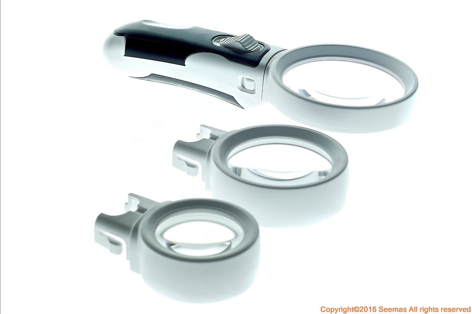 Seemas LED Light Handheld Magnifier Set 3 in 1. 3X, 10X and 16X - Reading Magnifier - Handheld Magnifying Lens - Low Vision Loupe