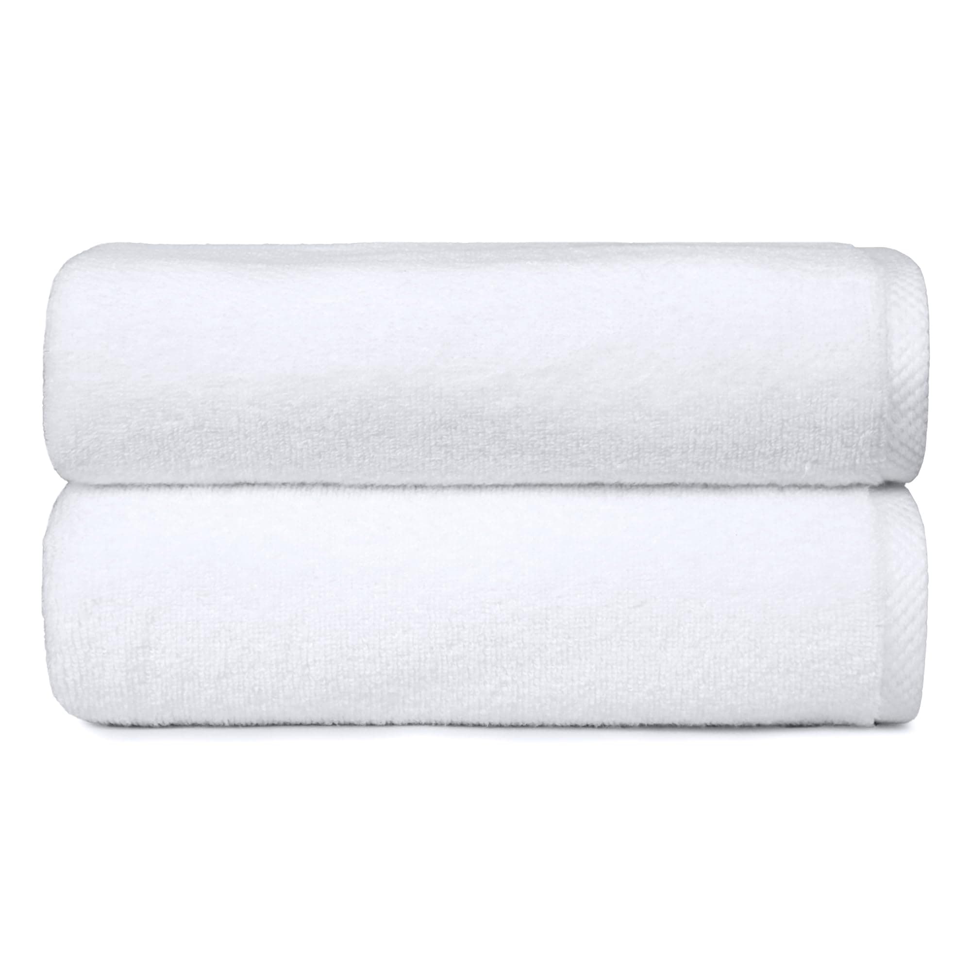 Amazon Basics 2-Piece Quick-Dry Oversize Bath Towel, 100% Cotton, 54" x 30", White