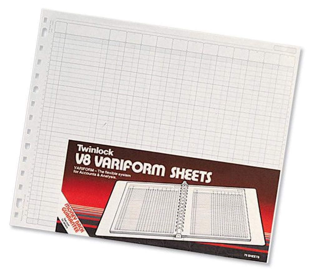 Rexel Twinlock Variform Multi-Ring Binder V8 Cash Refill Sheets 12 Columns , White (Pack of 75)