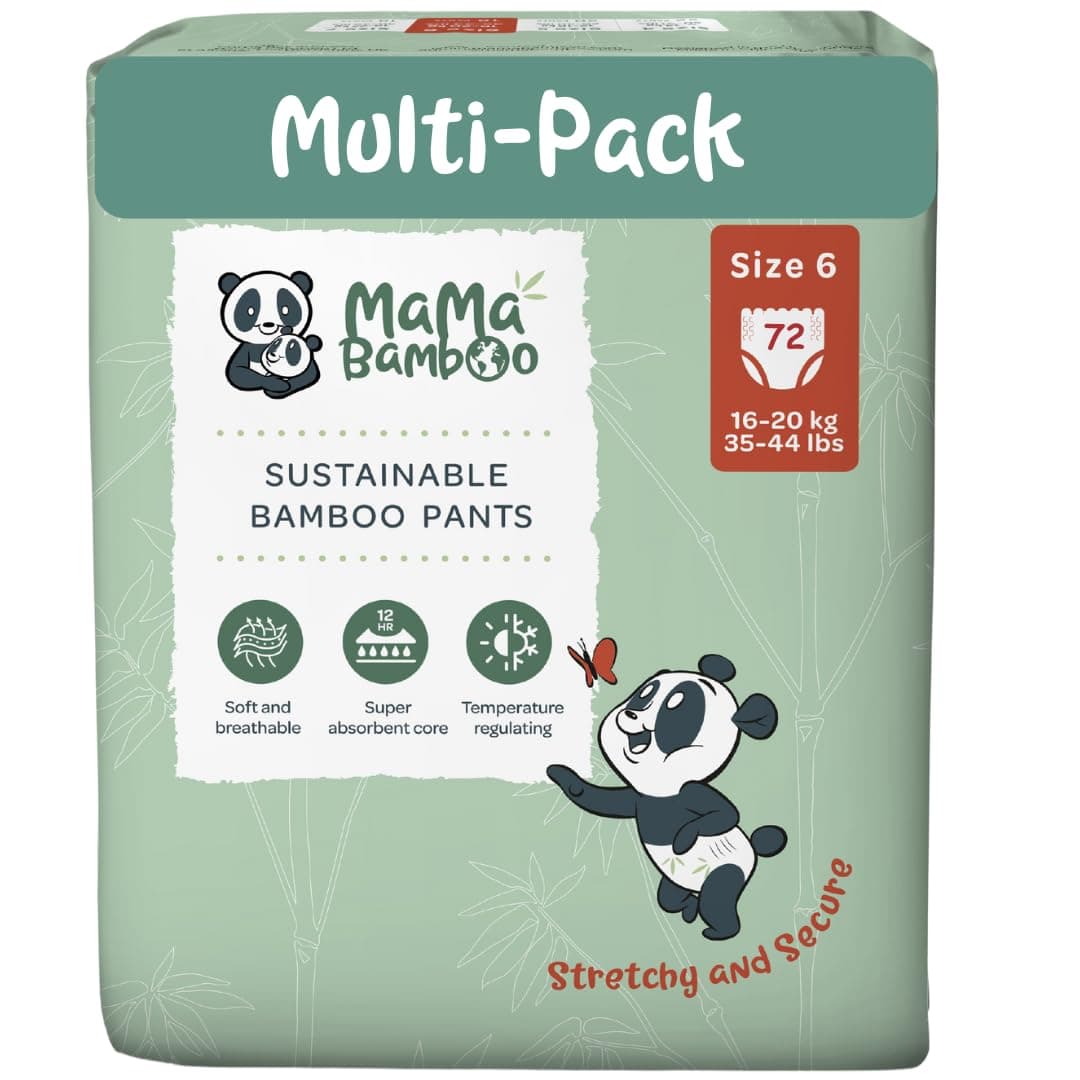 Soft, Breathable, Sustainable Bamboo Nappy Pants - Pull-Ups - Super Absorbent Lock Away core (Size 6-72 Pants)