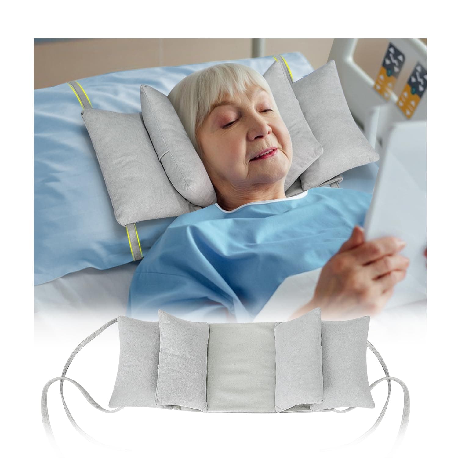 Mistuki Neck Wedge Stabilizer Pillow for Sleeping to Keep Head Straight While Surgery Head Upright Medical Wedge Positioning Bedridden Disabled Elderly Face up Posture Corrector Headrest