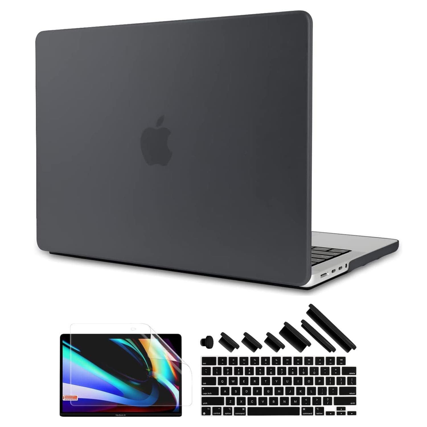 OJOS Compatible with M3 MacBook Pro 16 inch Case 2023 2022 2021 A2991 M2 A2780 M1 A2485 Pro Max Chip, Plastic Hard Shell Case with Dust Plugs, Keyboard Cover & Screen Protector, Matte Black