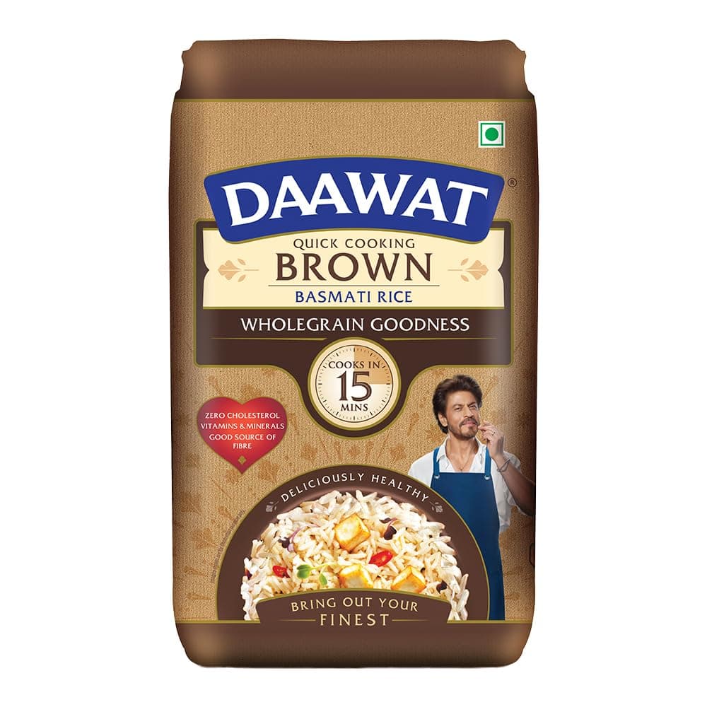 Daawat Brown Basmati Rice, 1kg, Poly Pouch