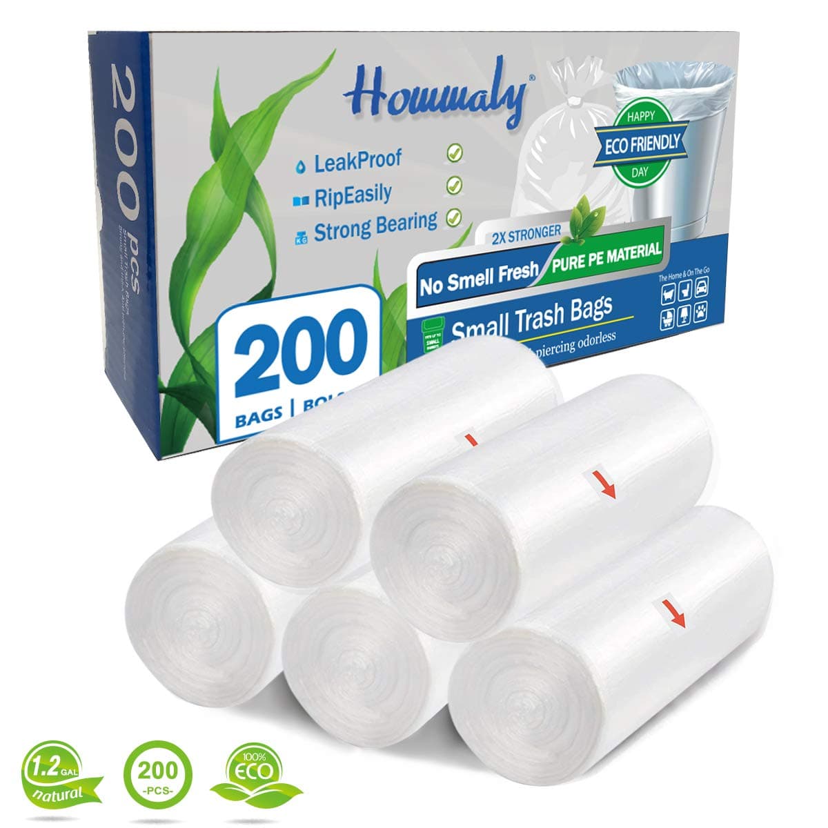 1.2 gallon trash can liners,small clear garbage Bag 200,Extra Strong 1 2 Gal Trash Bag,Fit 4.5 -6 liters trash Bin Liners for Home Office bathroom bedroom(clear)