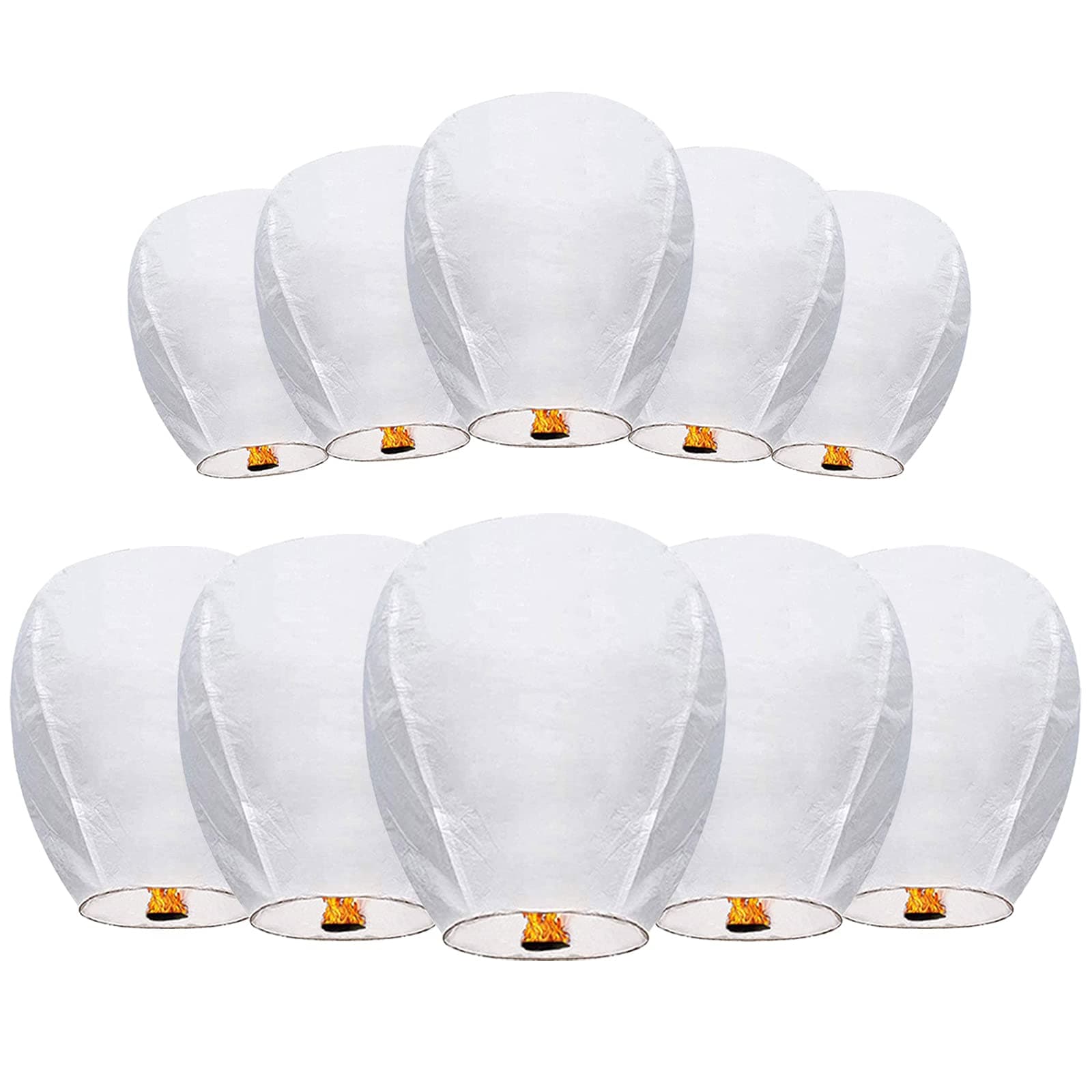Douzi Chinese Sky Lanterns Environmental Friendly 100% Biodegradable Material No Assembly Required, for Wishing Wedding Birthday Party (10 Pack)