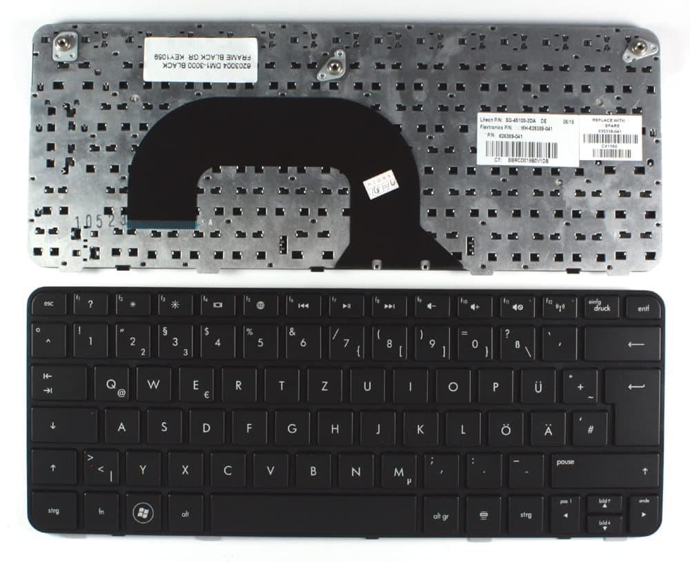 Keyboards4Laptops German Layout Black Frame Black Replacement Laptop Keyboard Compatible with HP Pavilion dm1-3200SA