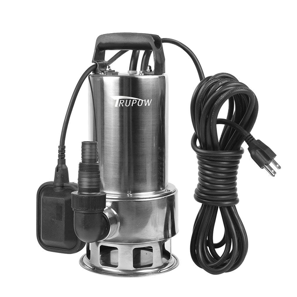 Trupow 1.5HP 110v Submersible Sewage Drain Flood Stainless Steel Clean/Dirty Water Sump Transfer Pond Garden Pump