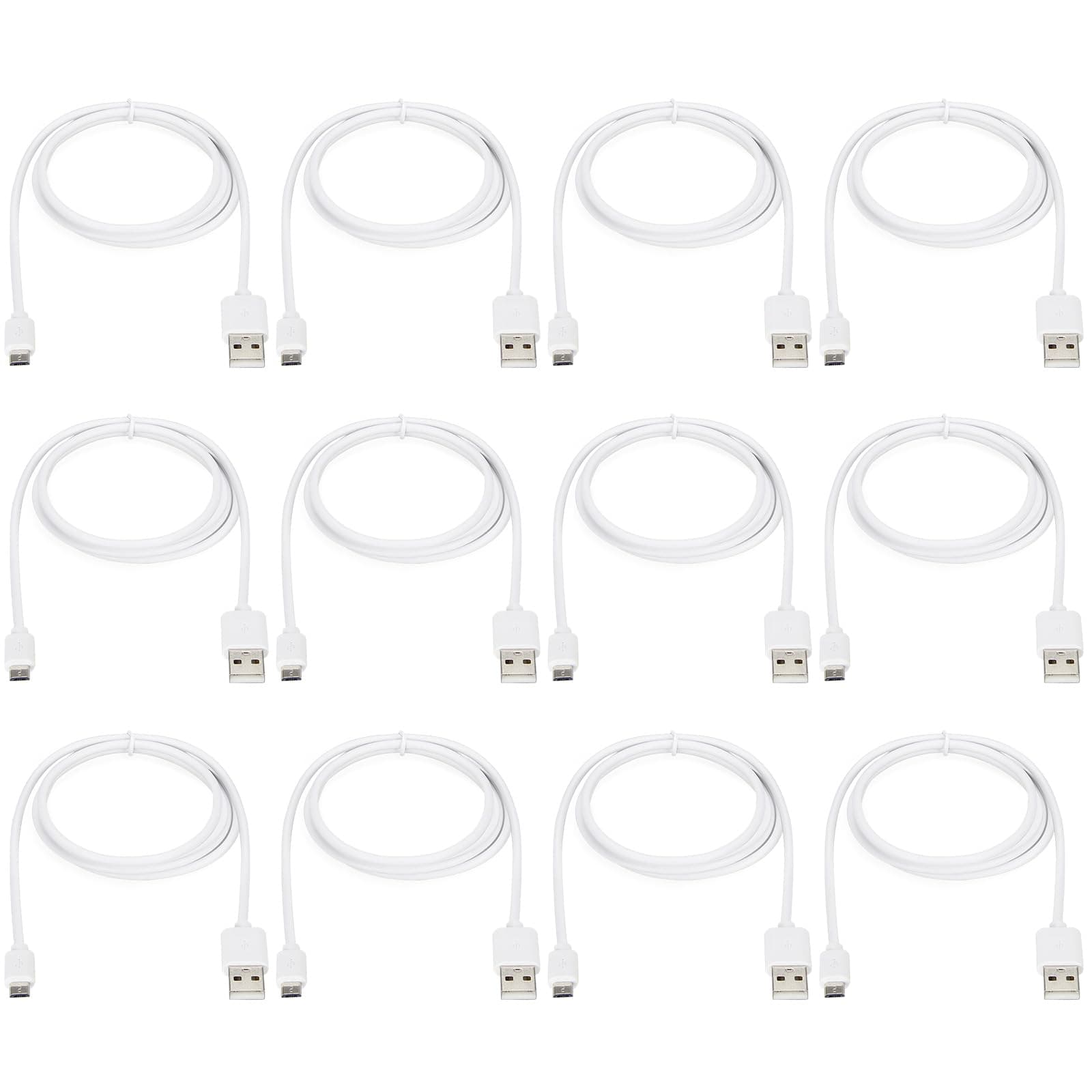 USB A to Micro USB Cable Bulk 12-Pack 3ft, Android Charging Cord