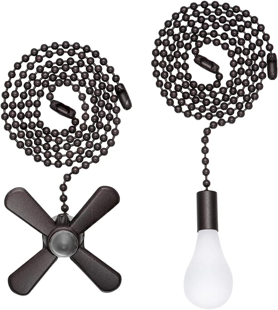 SmoTecQ Ceiling Fan Pull Chain Extender, 2 Pieces 24-inch Extension Chain with Decorative Light Bulb and Fan Cord, ORB Color