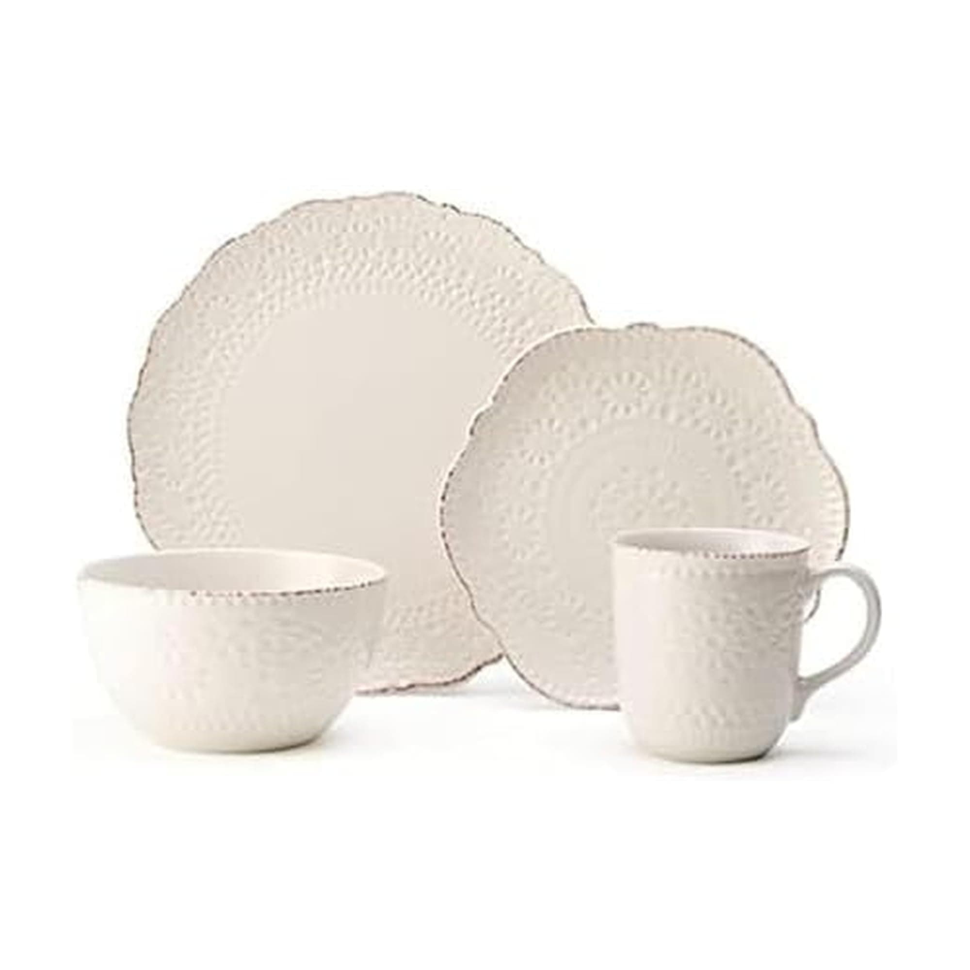Chateau Cream 16-Piece Stoneware Dinnerware Set, Service for 4, Off White