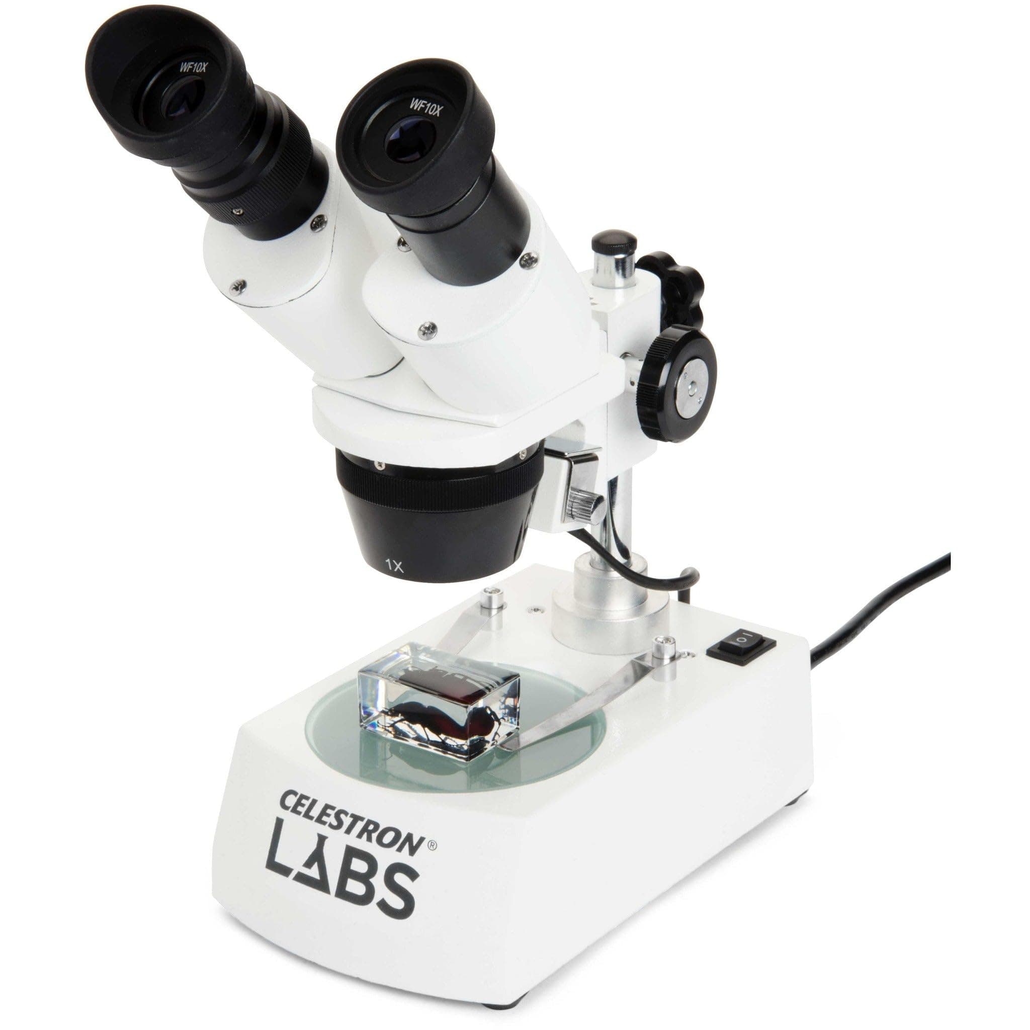 Celestron Labs – Binocular Stereo Microscope – 20-60x Magnification – Upper and Lower LED Illumination – Includes 10 Prepared Slides