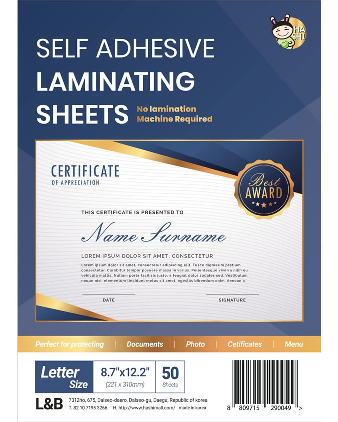 HA SHI Self Adhesive Laminating (50 Sheets)