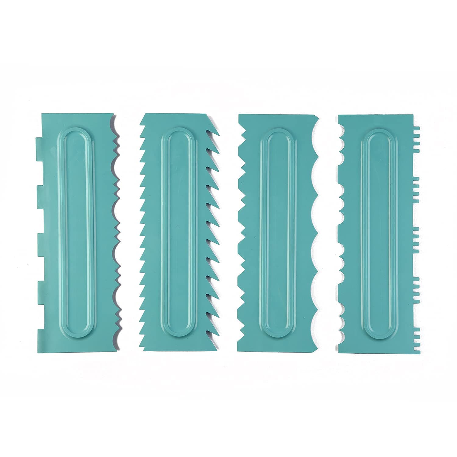 INKULTURE Plastic Tall Cake Scraper Cutter Tool for Icing and Decoration | Size 8.6 inch X 2.6 inch | 04 Pcs (Sky Blue)