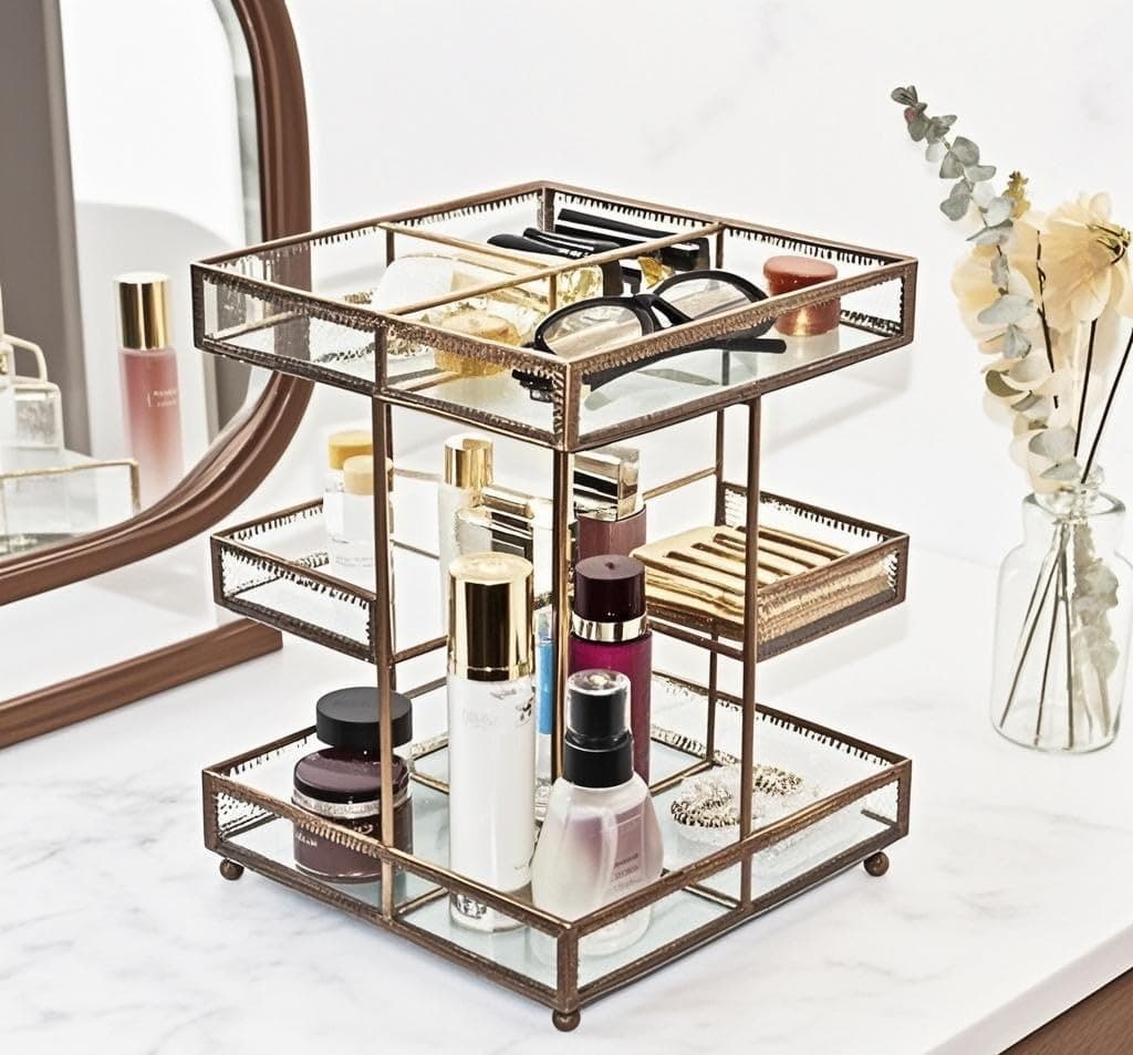 rotating perfume tray in brass
