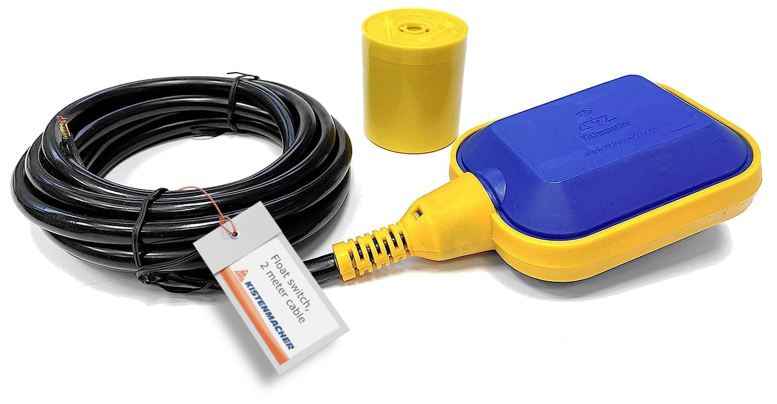 KISTENMACHER Float Switch (2 Meter cable), 16(8)A / 250 V, for handling of water tanks and water pumps