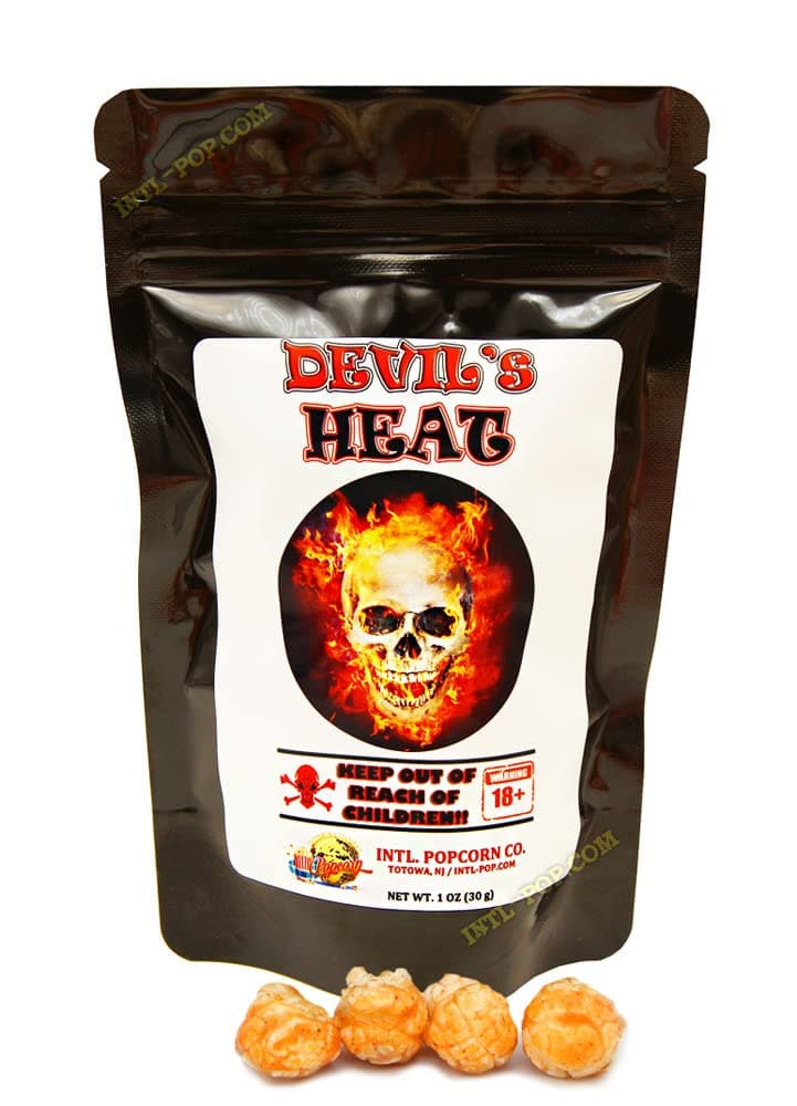 INTERNATIONAL POPCORN DEVIL'S HEAT Challenge • Made with the Hottest Pepper on Earth! Organic • Challenge! New! Spicy Food Challenge! Can You Finish the Bag?