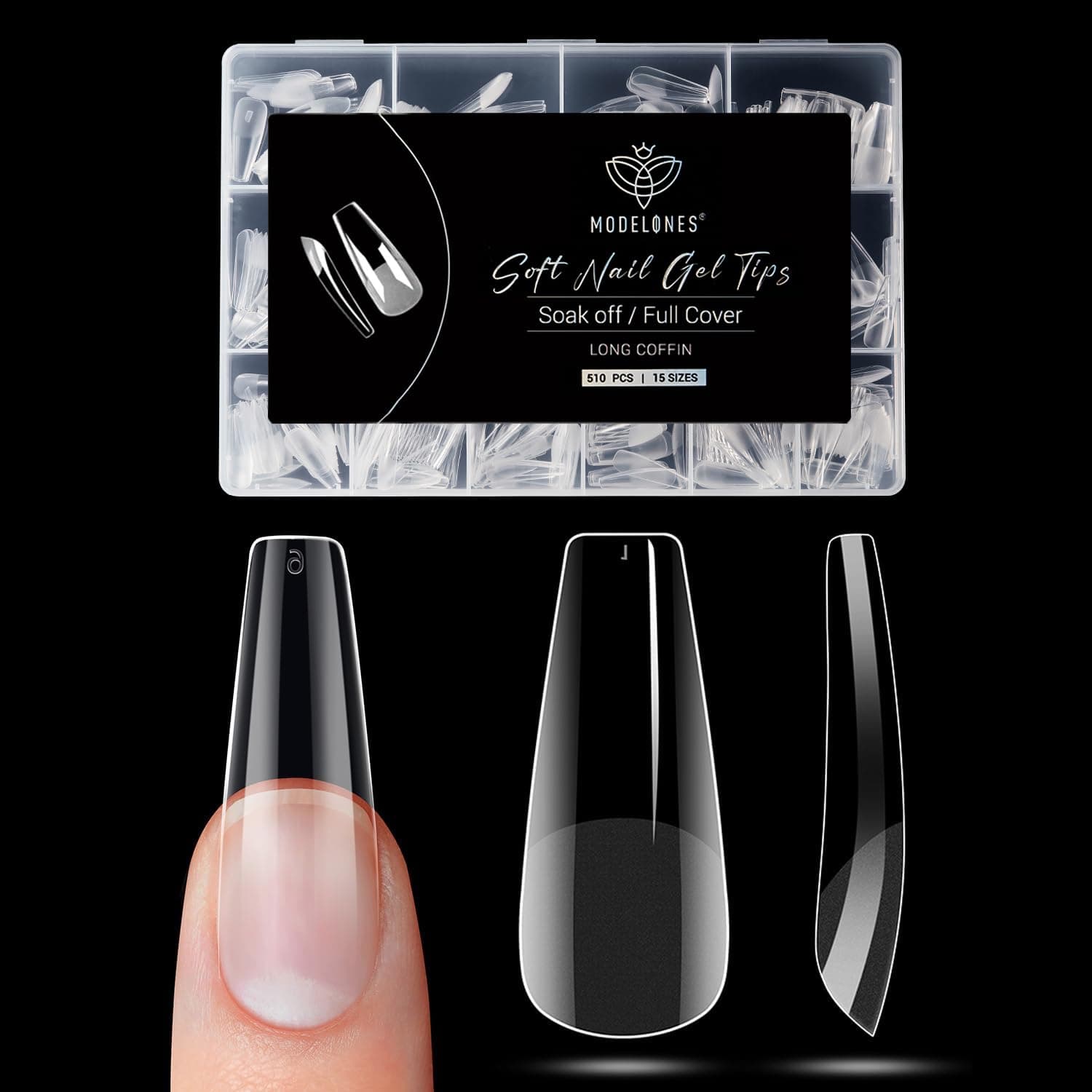 Long Coffin Nail Tips - 510Pcs Pre-shaped Half Matte Full Cover Fake Nails Gel Tips Acrylic Press on Manicure Extension DIY 15 Sizes