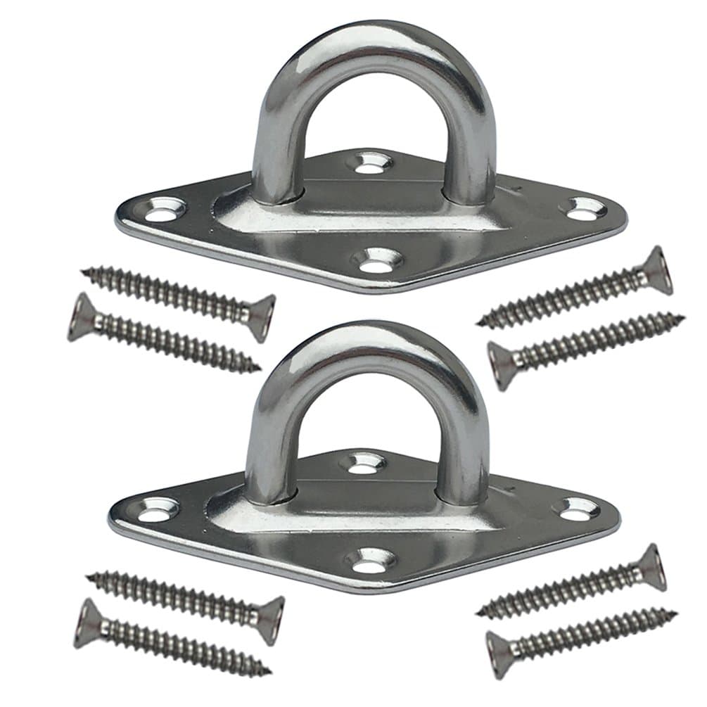 Amgate 2 PCS Suspension Ceiling Hooks with 8 Screws - Stainless Steel Swing Hanger Hooks for Yoga Sling, Hammock, Hanging Chair